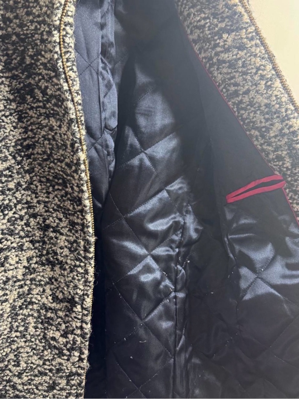 J. Crew Black and White Bouclé Zip-Front Pea Coat - Picture 4 of 7